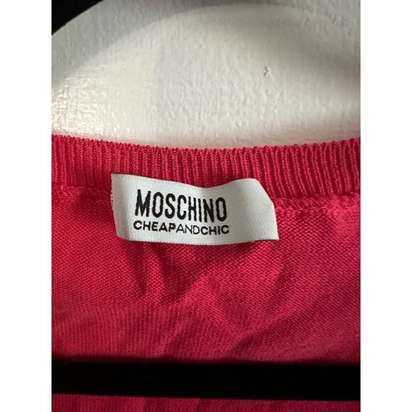 MOSCHINO Cheap And Chic Pink Ruffle Sleeveless Knit Top Sweater Vest - Sz 6 - Picture 4 of 6